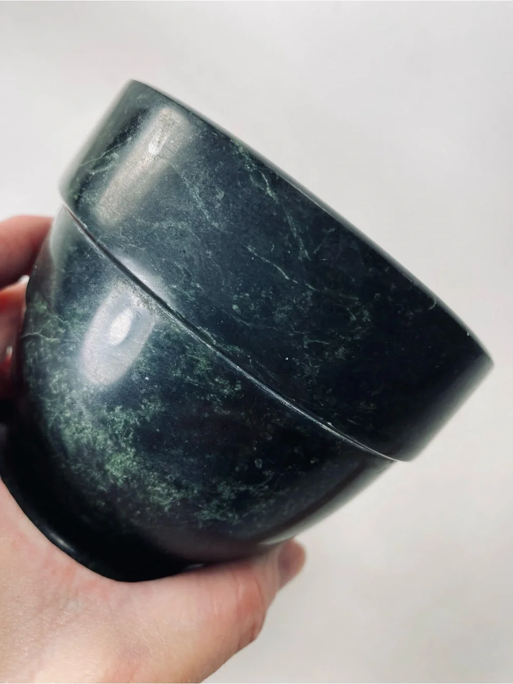 Vintage Traditional Green Marble Pedestal Mortar Spice Grinder Bowl (No Pestle)